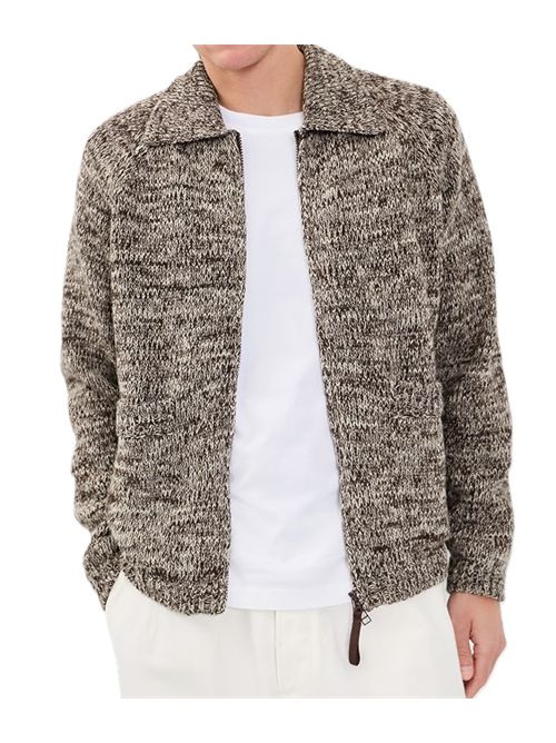 Lambswool Zip Cardigan Universal Works. | 35471ECRU/BROWN